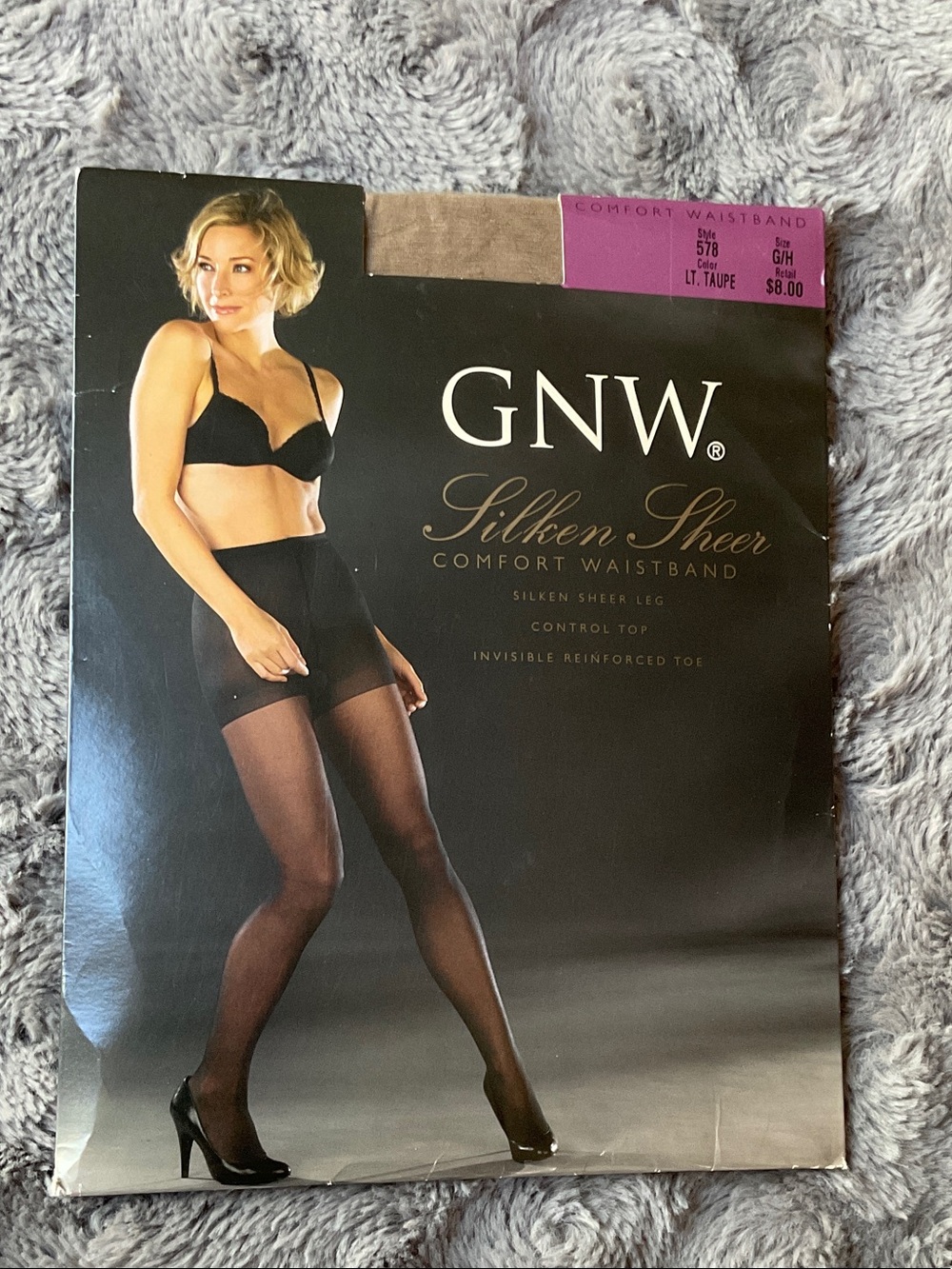 GNW Silken Sheer Comfort Waistband Sheer Control Top Pantyhose - Black